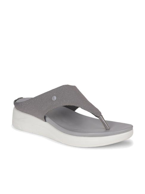 Bata Comfit Women's Grey Thong Wedges-picture-18
