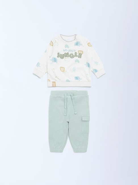 HOP Baby by Westside Off-White Cotton-Blend Sweatshirt and Joggers Set-picture-24