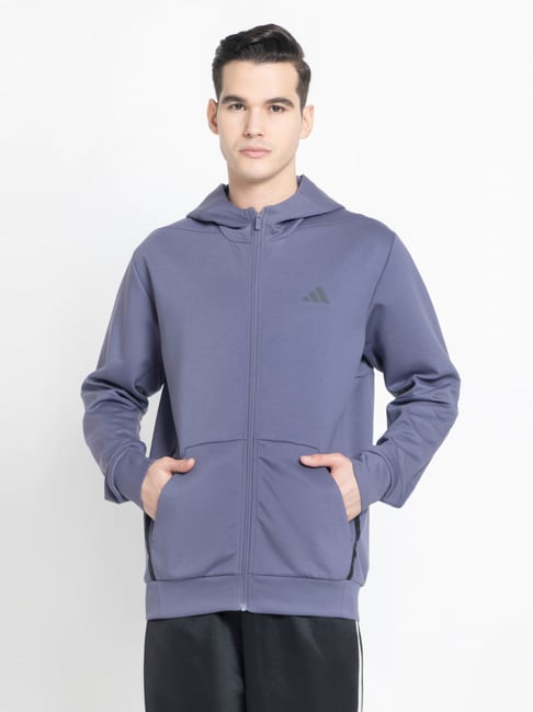 Adidas Purple Regular Fit Sports Hoodie-image-26