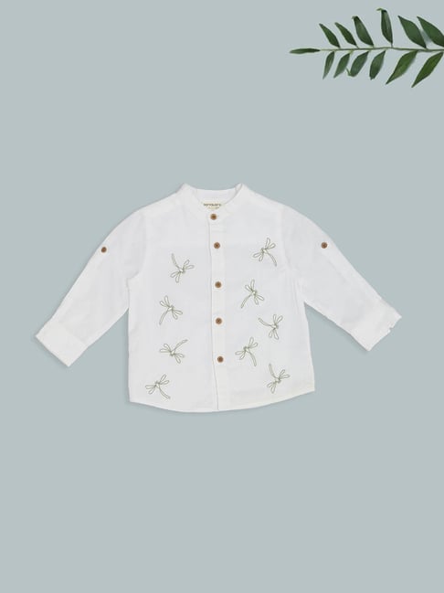 Pantaloons Baby Boys Bright White Embroidery Shirt