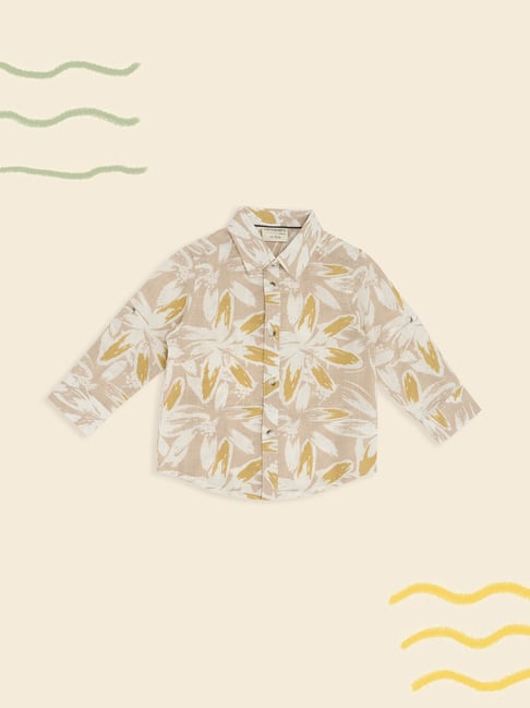 Pantaloons Baby Boys Bright White Floral Print Shirt