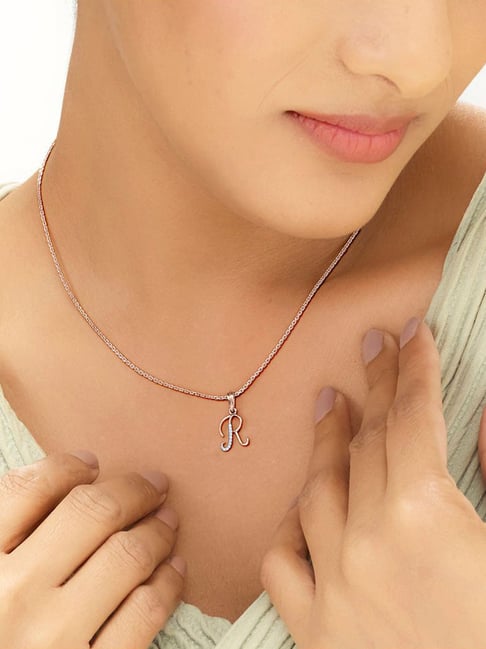 litestyle by png P.N.Gadgil Jewellers 14k (585) Rose Gold R Letter Alphabet Pendant-picture-31