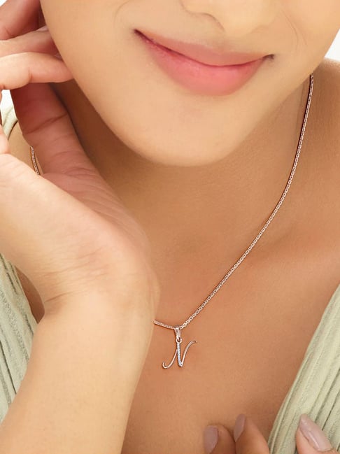litestyle by png P.N.Gadgil Jewellers 14k (585) Rose Gold N Letter Alphabet Pendant-picture-14