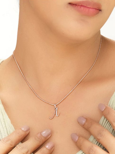 litestyle by png P.N.Gadgil Jewellers 14k (585) Rose Gold A Letter Alphabet Pendant-picture-33