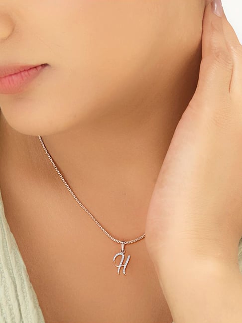 P.N.Gadgil Jewellers 14k (585) Rose Gold H Letter Alphabet Pendant