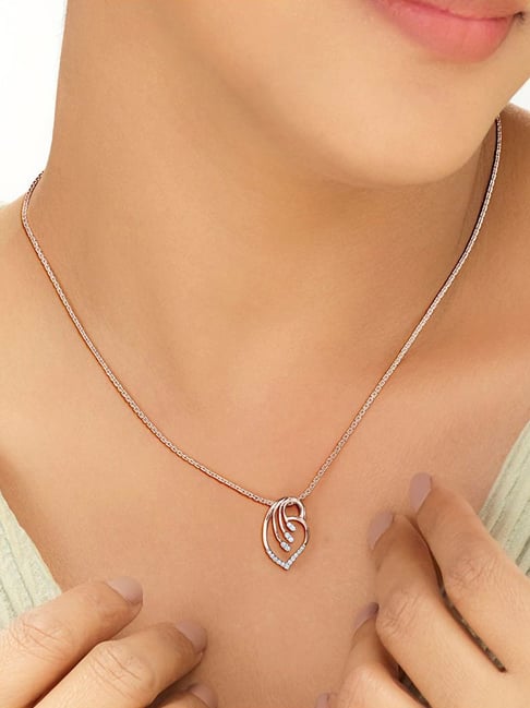 P.N.Gadgil Jewellers 18k (750) Rose Gold Leafy Wave Classic Pendant