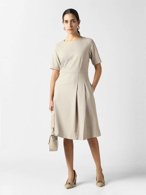 van heusen ladies dresses Van Heusen Womens Dress 4 Beige Khaki Short Sleeve Button-Up Sheath w/ Pockets