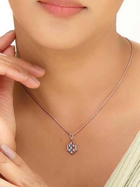 litestyle by png P.N.Gadgil Jewellers 14k (585) Rose Gold Hexagonal Links Classic Pendant-picture-24