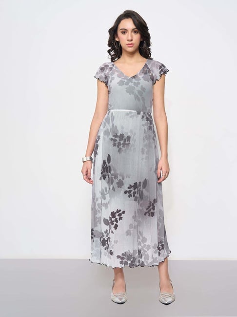 Annabelle By Pantaloons Off White Regular Fit Floral Print Formal Dress With Camisole-picture-26