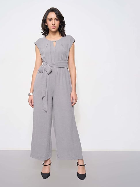 Annabelle By Pantaloons Formal Grey Slim Fit Jumpsuit