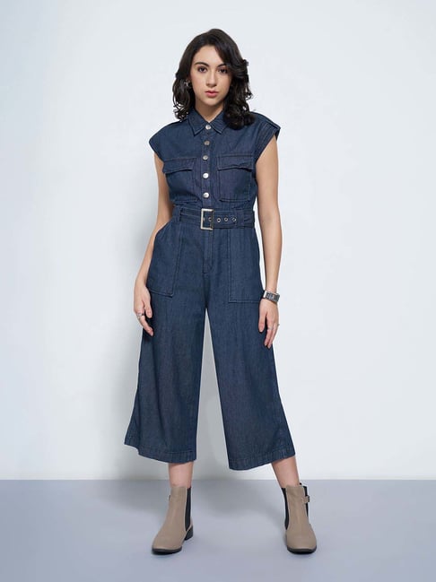 Sf Jeans By Pantaloons Navy Comfort Fit Jumpsuit