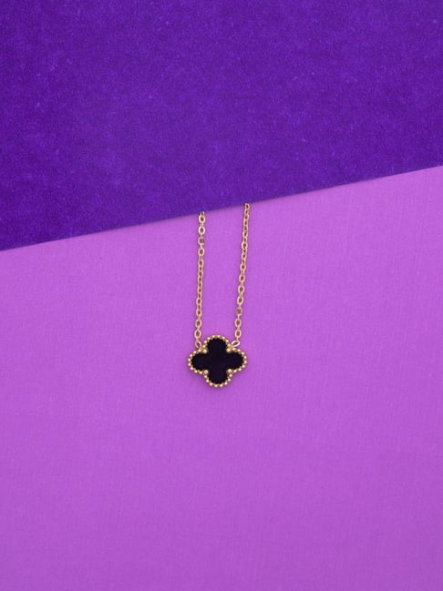 Jewelz Black Clover Pendant Necklace for Women