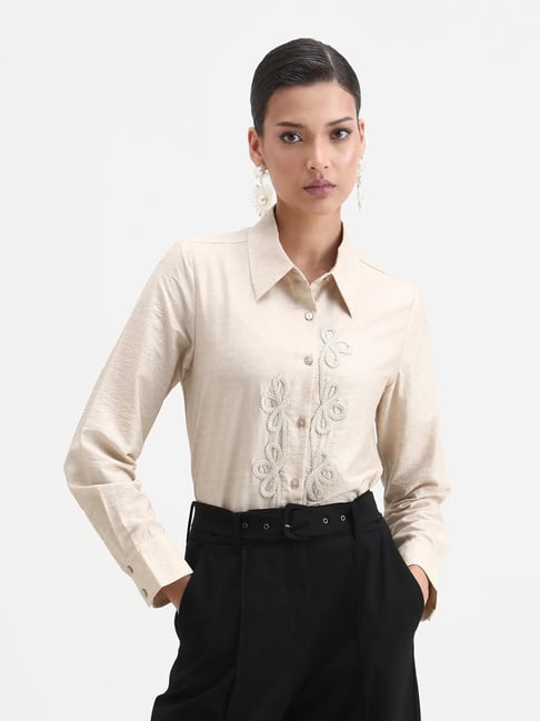 RAREISM Beige Regular Fit Shirt-image-14