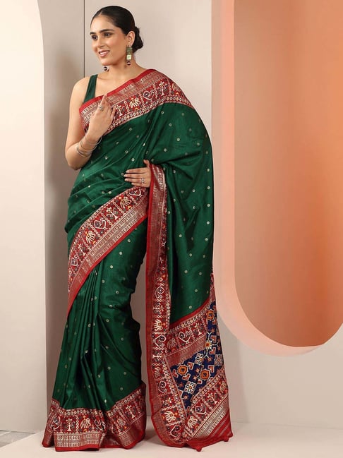 Libas Green Zari Saree With Unstitched Blouse-picture-22