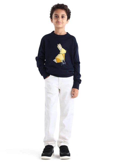 Rare Ones Boys Off White Regular Fit Jeans