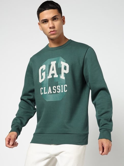 GAP Green Printed Regular Fit Long Sleeves Sweatshirt
