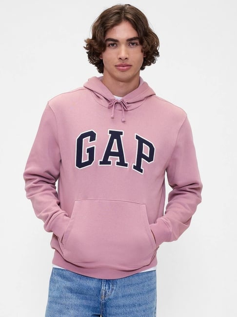 gap pink printed relaxed fit long sleeves hoodie
