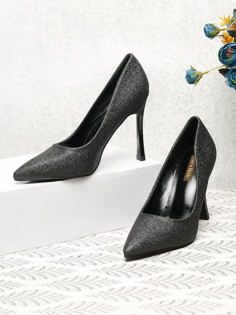 Flat N Heels Women's Black Stiletto Pump Shoes-picture-32