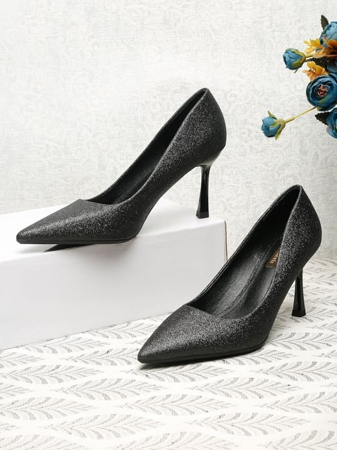 Flat N Heels Women's Black Stiletto Pump Shoes-picture-12