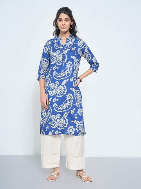 Rangmanch By Pantaloons Blue Regular Fit Printed Kurta-picture-47