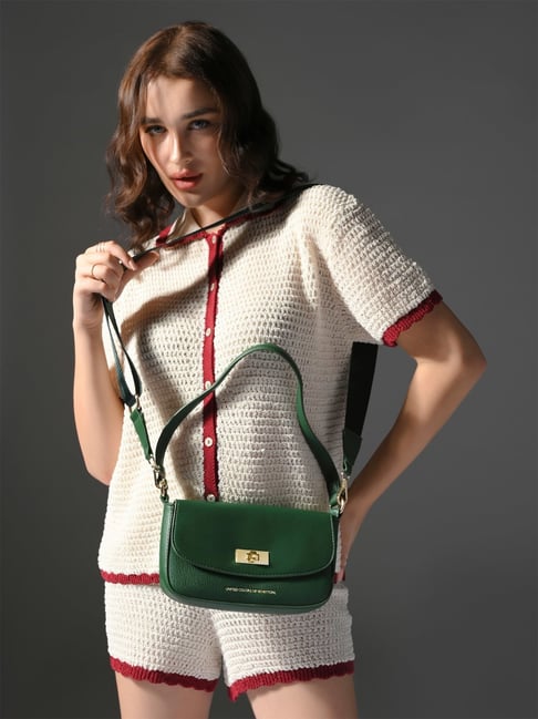 United Colors of Benetton Green Dorothea Textured Cross Body Bag