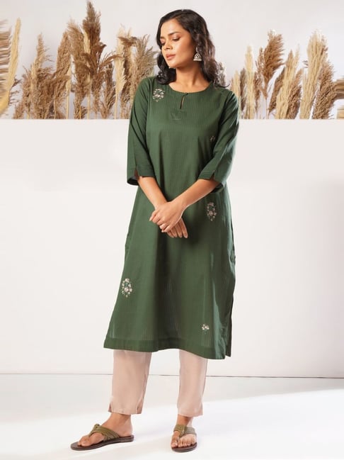 Jaypore Green Straight Fit Kurta-picture-39