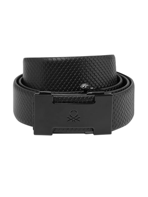 United Colors of Benetton Black Kaltag Textured Leather Formal Belt