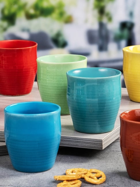 ROXX Multicolor Ceramic Kullar - Set of 6