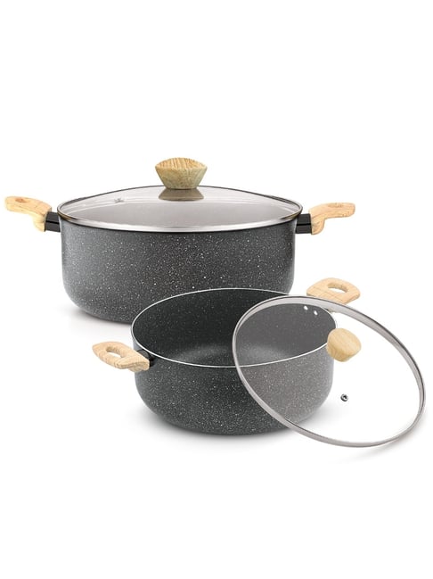 Bergner Black Aluminium Non-Stick Induction Bottom Cookware Set - Set of 4 (5000 ml)