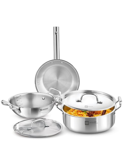 Bergner Silver Stainless Steel Tripro BE Essentials Cookware Set - Set of 5 (8600 ml)-picture-37