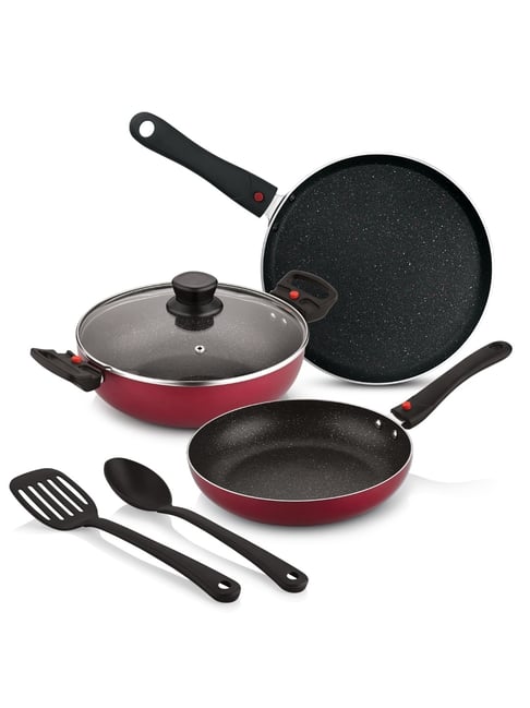 Bergner Maroon Aluminium Non-Stick Induction Cookware Set - Set of 6 (2500 ml)-picture-10
