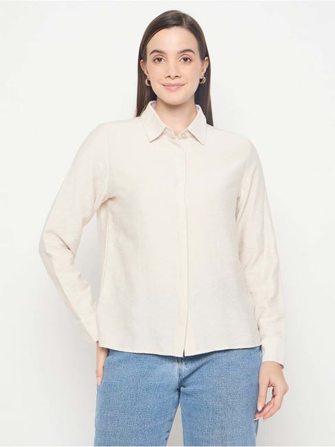 Madame Beige Regular Fit Shirt-image-19