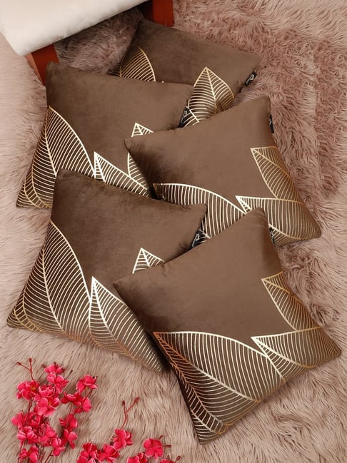 Hosta Homes Multicolor Velvet Abstract Soft Cushion Covers - Set of 5-picture-13