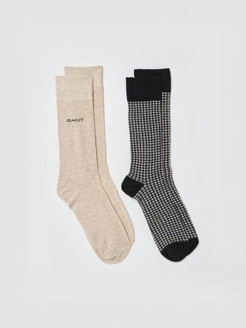 GANT Mens Houndstooth Multicolour Textured Socks - Pair of 2