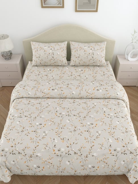 Haus & Kinder Emrald Ivory Polyester Floral 110 GSM Bedding- Set of 4-picture-18