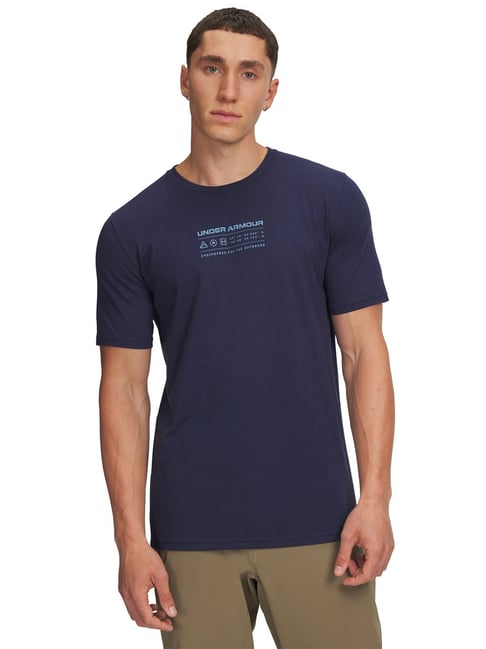 UNDER ARMOUR Blue Regular Fit Graphic Short Sleeves M Mountain Scape T-Shirt-picture-37