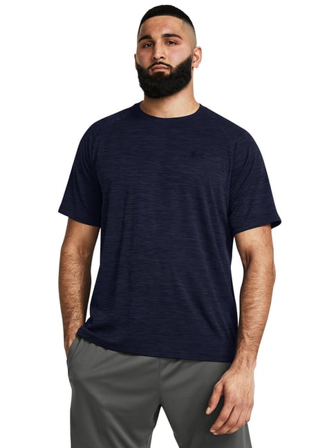 UNDER ARMOUR Blue Regular Fit Solid Short Sleeves Tech Textured T-Shirt-picture-42