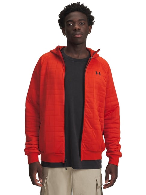 UNDER ARMOUR Orange Regular Fit Solid Long Sleeves Unstoppable Fleece Full-Zip Jacket-picture-12