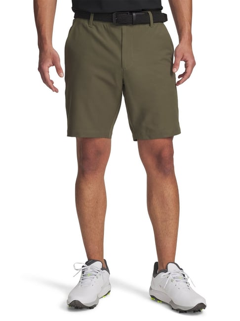 UNDER ARMOUR Green Relaxed Fit Solid Mid Rise Drive Taper Shorts-picture-19