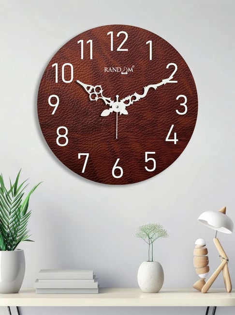 Random Brown Plastic Round Wall Clock-picture-37