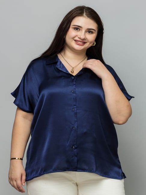 PURYS Navy Regular Fit Shirt-image-11