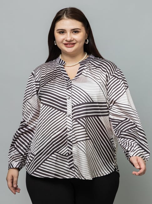 PURYS White & Black Regular Fit Striped Shirt-picture-18