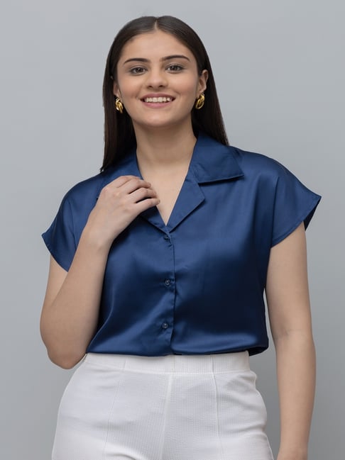 PURYS Navy Regular Fit Shirt-image-8