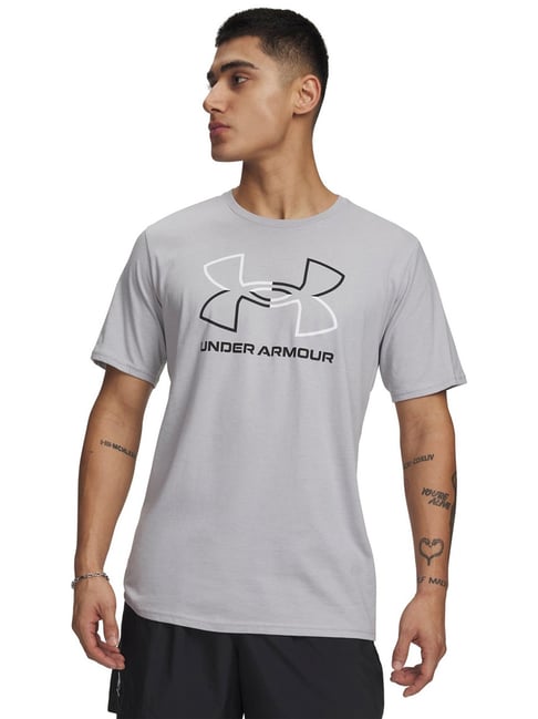 UNDER ARMOUR Gray Regular Fit Graphic Short Sleeves GL FOUNDATION Update T-Shirt-picture-35