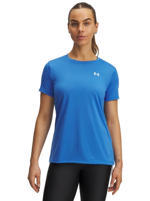 UNDER ARMOUR Blue Regular Fit Solid Short Sleeves Tech Ssc - Solid T-Shirt-picture-34