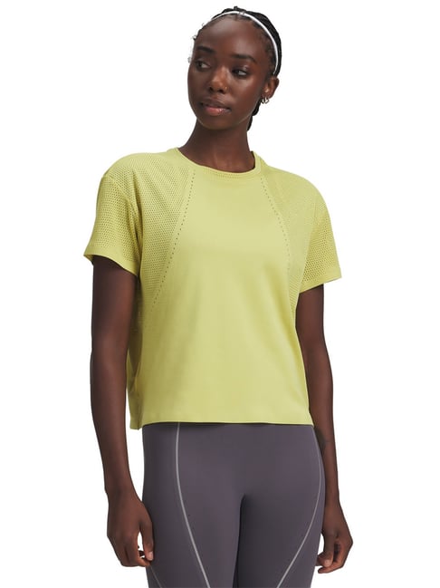 UNDER ARMOUR Yellow Regular Fit Solid Short Sleeves Halo Vent T-Shirt-picture-33