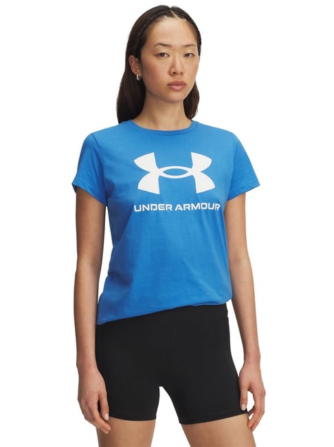 UNDER ARMOUR Blue Regular Fit Printed Short Sleeves Logo T-Shirt-picture-36