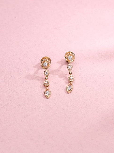 P.N.Gadgil Jewellers 14k (585) Diamond Yellow Gold Earrings for Women