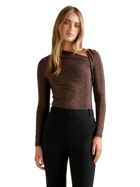 Roma Glitter Asym Neck Top