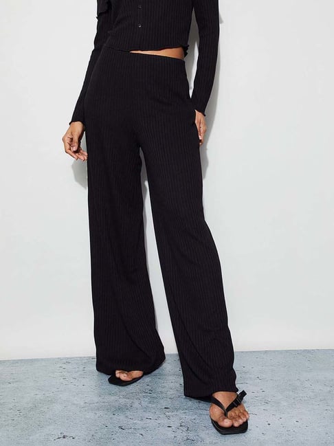 Ginger By Lifestyle Black Regular Fit Trousers